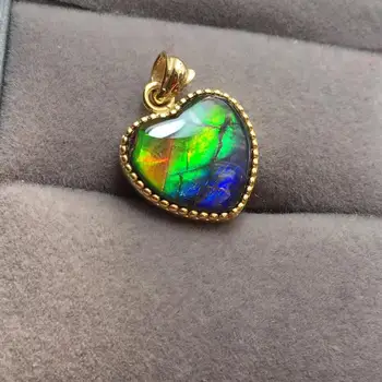 

B220 Fine Jewelry Canada Origin 925 Sterling Silver Nature Ammonite Gems Ammolite Gemstones Unisex Pendants Necklaces