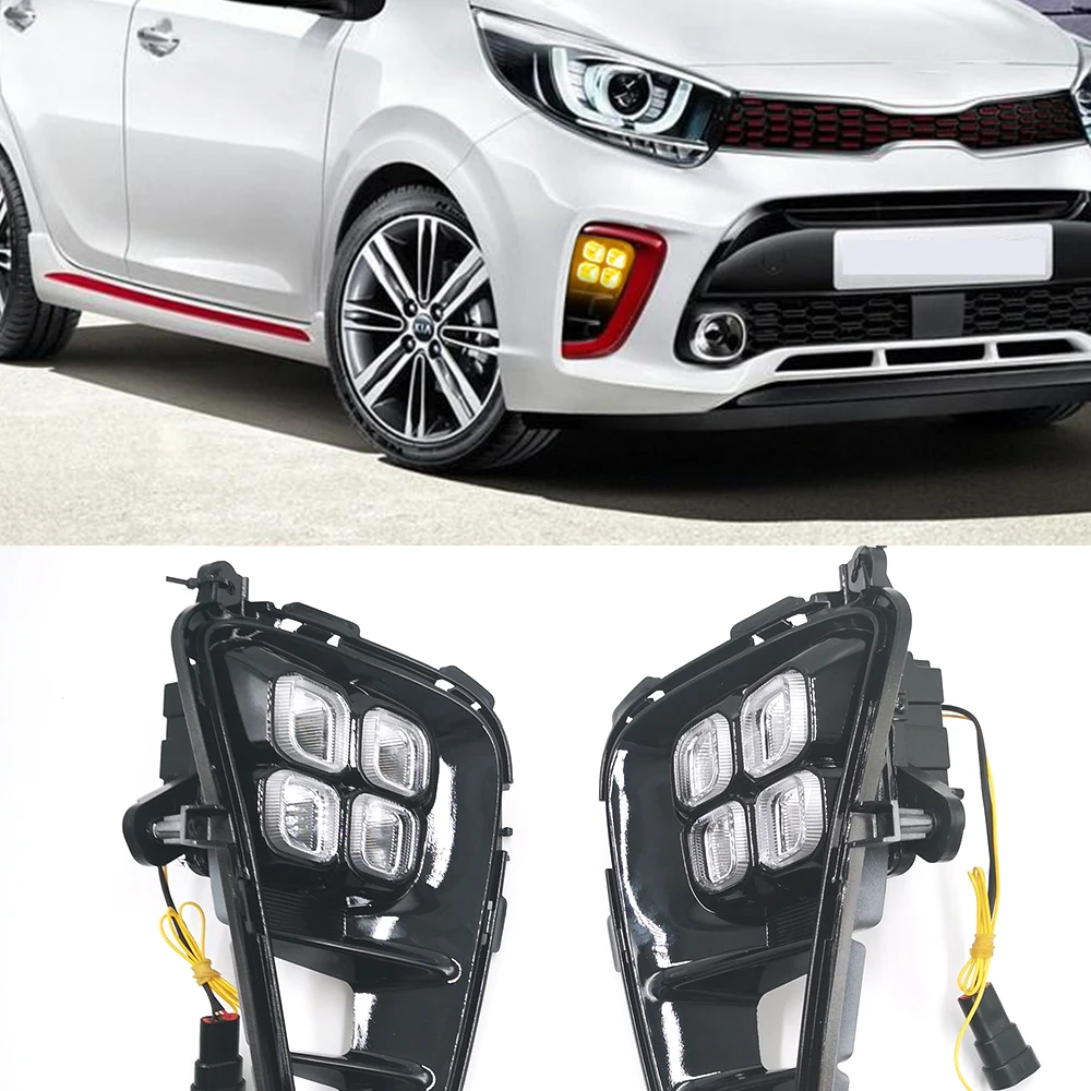 CSCSNL 1 Set LED Fog Lights DRL LED headlight For Kia Picanto 2017 2018