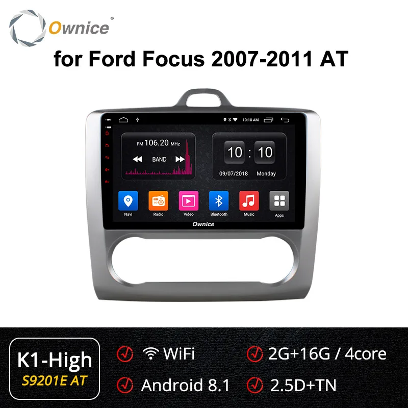 Ownice K1 K2 Octa 8 Core 2 din Android 8,1 автомобиль игрок радио авто gps Navi для ford focus 2 3 Mk2/Mk3 хэтчбек 2007 - Цвет: S9201AT K1-High