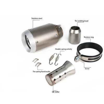 Для FZ6 CBR250 ZX6R MT07 TRK502 tmax 530 Z750 Z800 Z900 Z1000 35-51 мм Универсальная выхлопная труба Системы мотоцикла углеродного волокна глушитель выхлопных газов - Цвет: Steel-Round