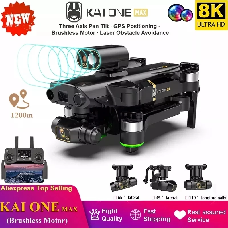 KAI ONE MAX Drone Profesional 4k 8K Dual Camera GPS 5G Wifi 3-axis gimbal 360° obstacle avoidance RC Quadcopter 1.2km Drones Toy |