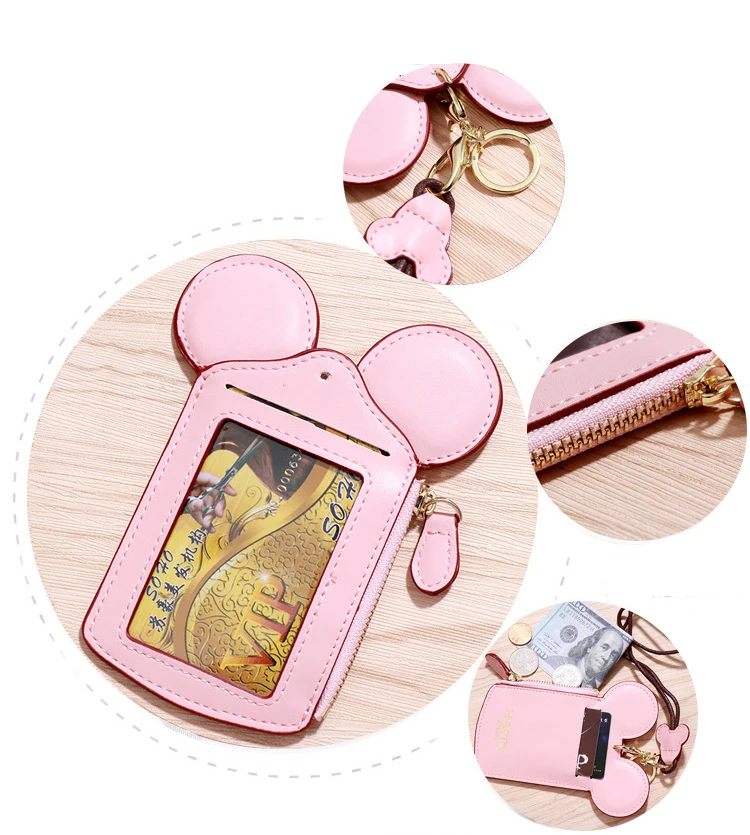 

ID Credit Card Holder Students Bus Card Case Lanyard Identity Badge Cards Cover Coin bag JS011