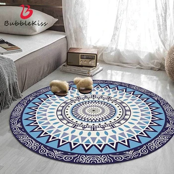 

Bubble Kiss Round Carpet Ethnic Style Geometric Printed Carpets For Living Room Anti-Slip Rug Chair Bedside Bedroom Decor Rugs