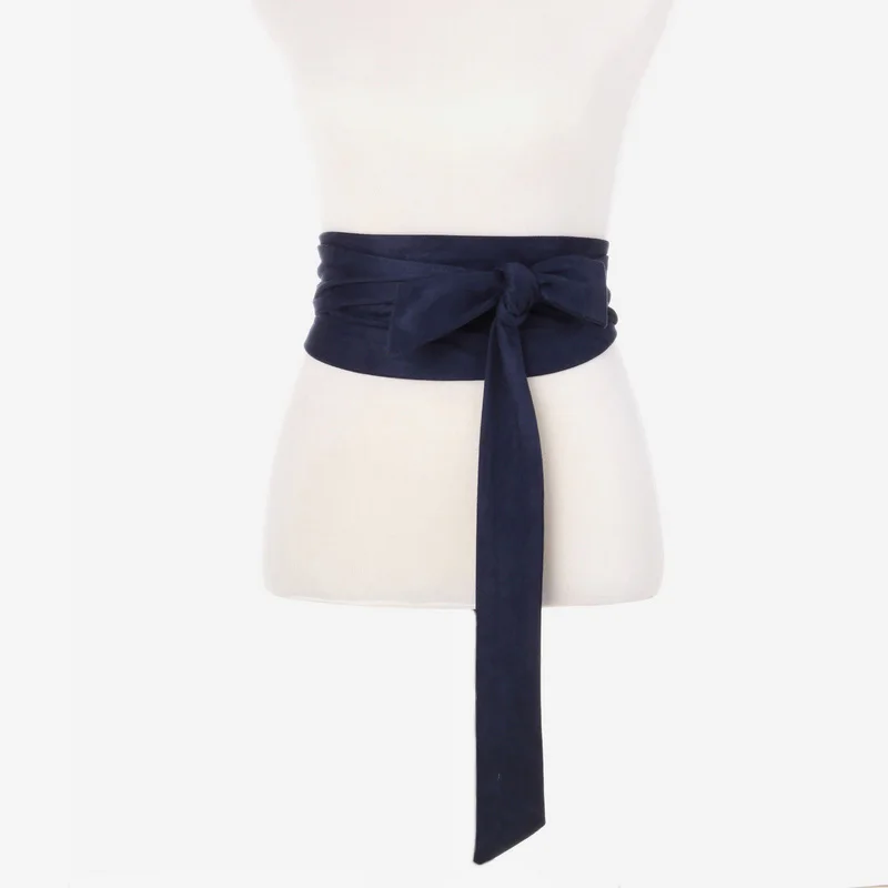Funklouz японский винтажный пояс на талию для женщин, пояс с бантом, пояс на шнуровке, тонкий пояс для платья, новая мода, аксессуары для одежды - Цвет: Dark blue