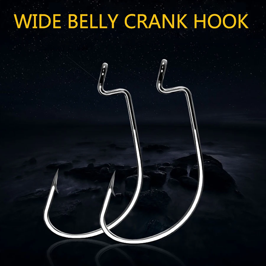 Fishing Soft Worm Hooks 50pcs/Set High Carbon Steel Wide Super Lock