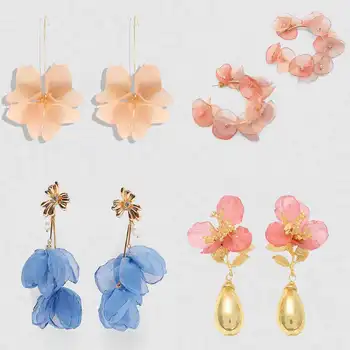 

JUJIA ZA Flower Handmade Drop Earrings Bohemian Girls Cute Gifts Lace Metal Women Wedding Statement Earrings Accessories