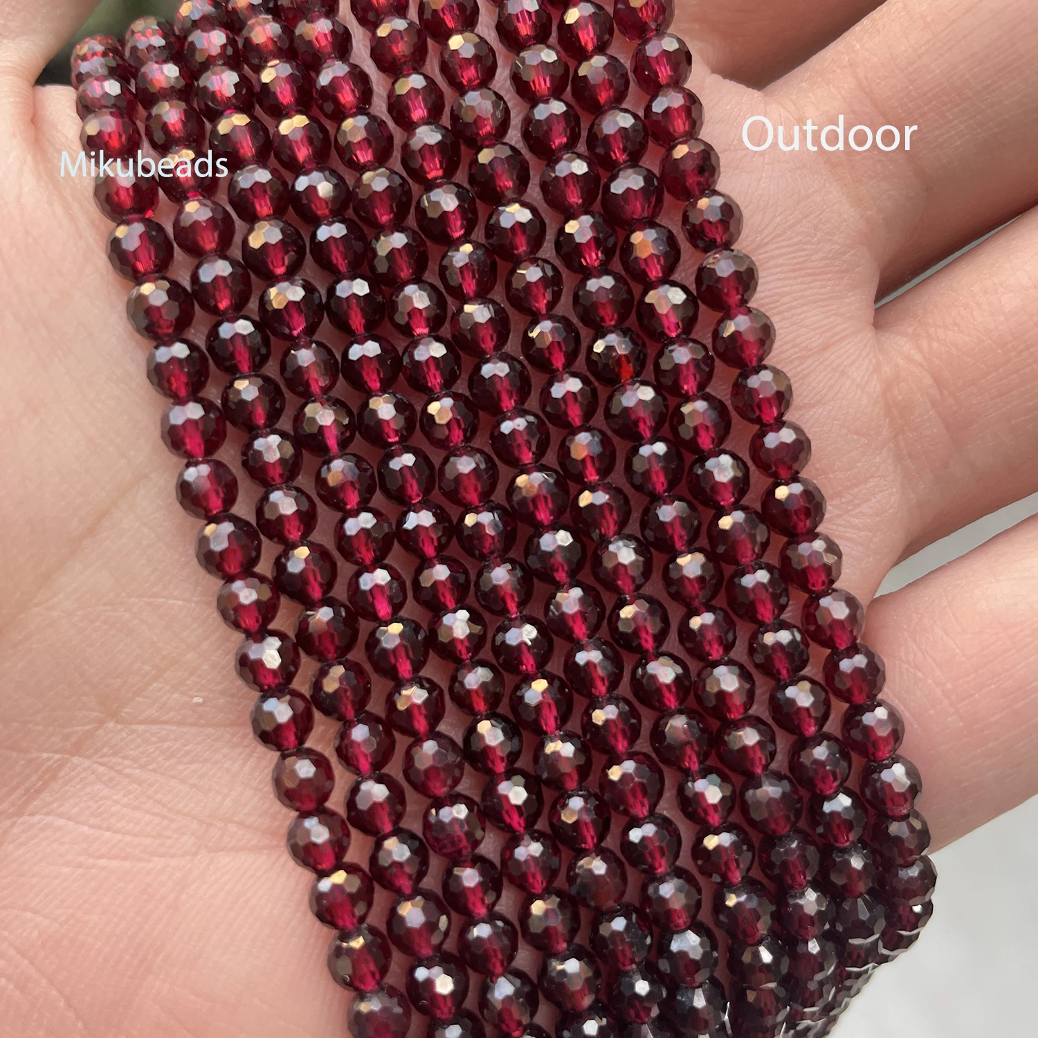Natural AAA Brazil Red Garnet 4mm Faceted Round Beads Shinny Stone For Jewelry Making DIY Bracelet Necklace Strand Woman 3