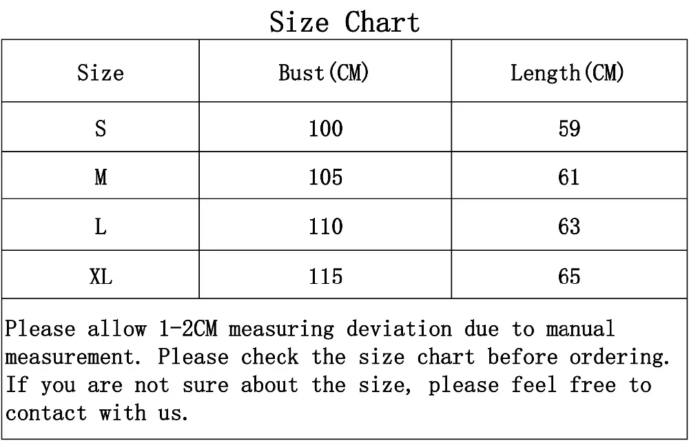 Sweater Size Chart