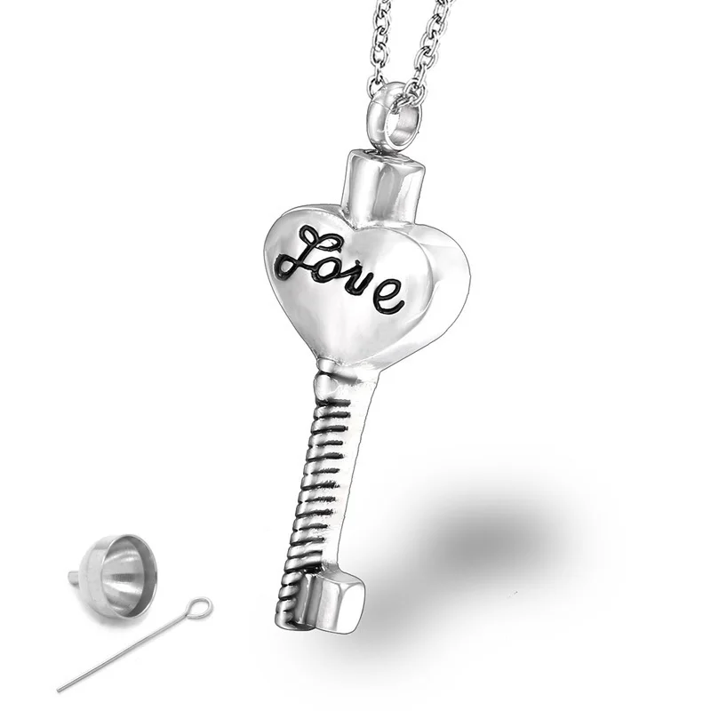 RIR Love Key to My сердечко Кремация пепельное ожерелье из нержавеющей стали в форме