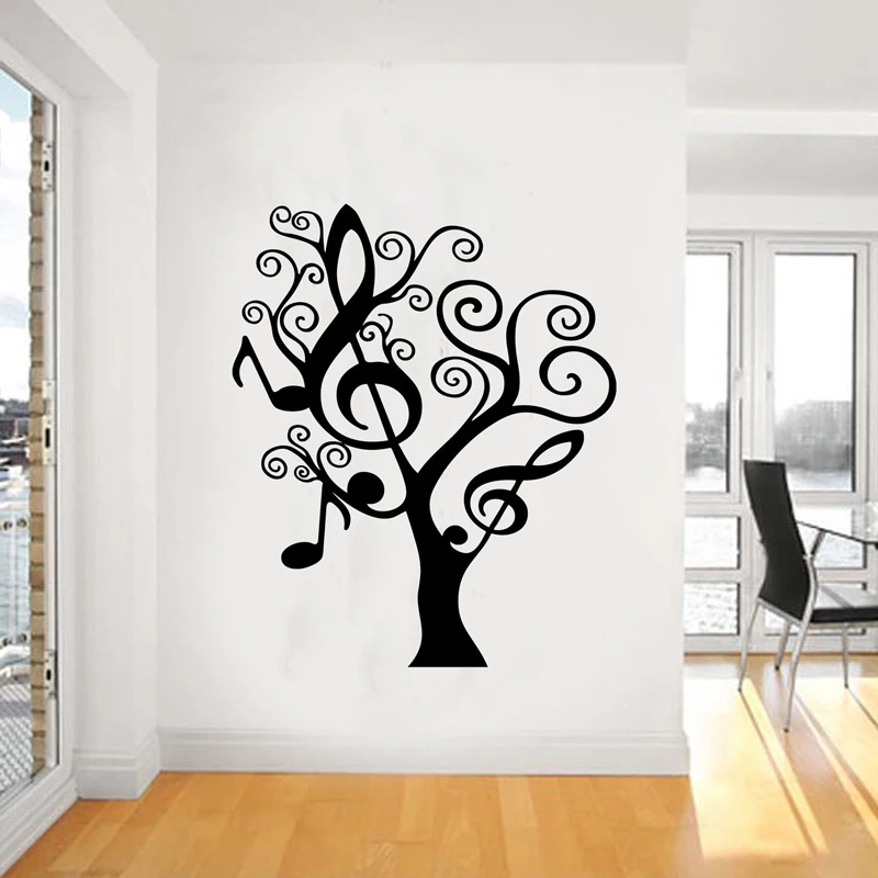 

Music Note Tree Wall Stickers for Living Room Home Background Vinyl Waterproof Decals Music Room Art Poster Murals LW333
