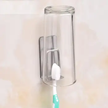 

LanLan 304 Stainless Steel No Trace Sticker Suction Cup Gargle Cup Toothbrush Holder Wall Mounted Bathroom Organizer