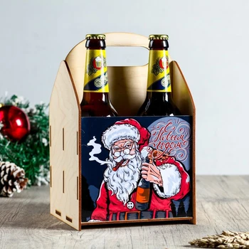 

A box for beer "Happy New Year!" Santa Claus with a cigar 4667351