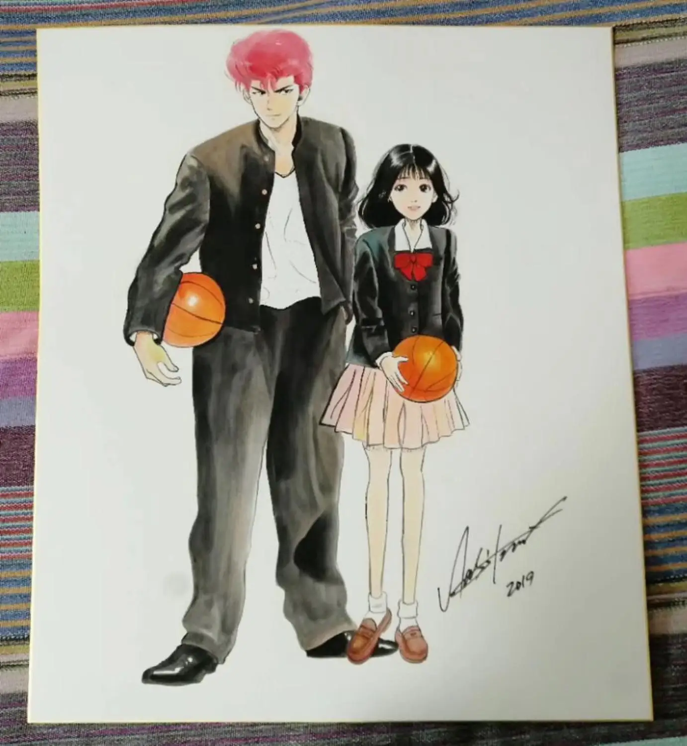 Ручная нарисованная Inoue Takehiko SLAM DUNK autographed Shikishi доска объявлений редкая 079CC