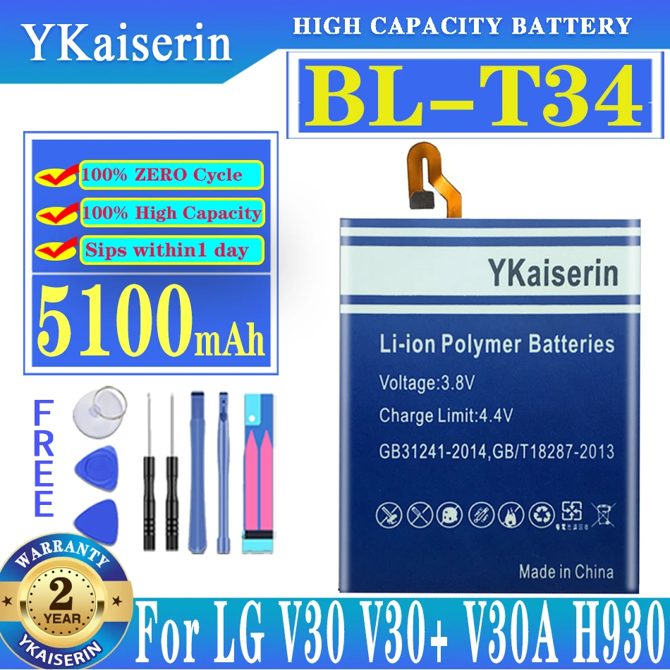 Оригинальный аккумулятор ykaisсеребрин BL-T34 для бренда LG V30 V30A H930 H932 LS998 сменный