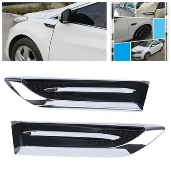 

2Pcs Car Styling ABS Air Intake Flow Vent Decorative Blade Stickers Side Mesh Cover Bonnet