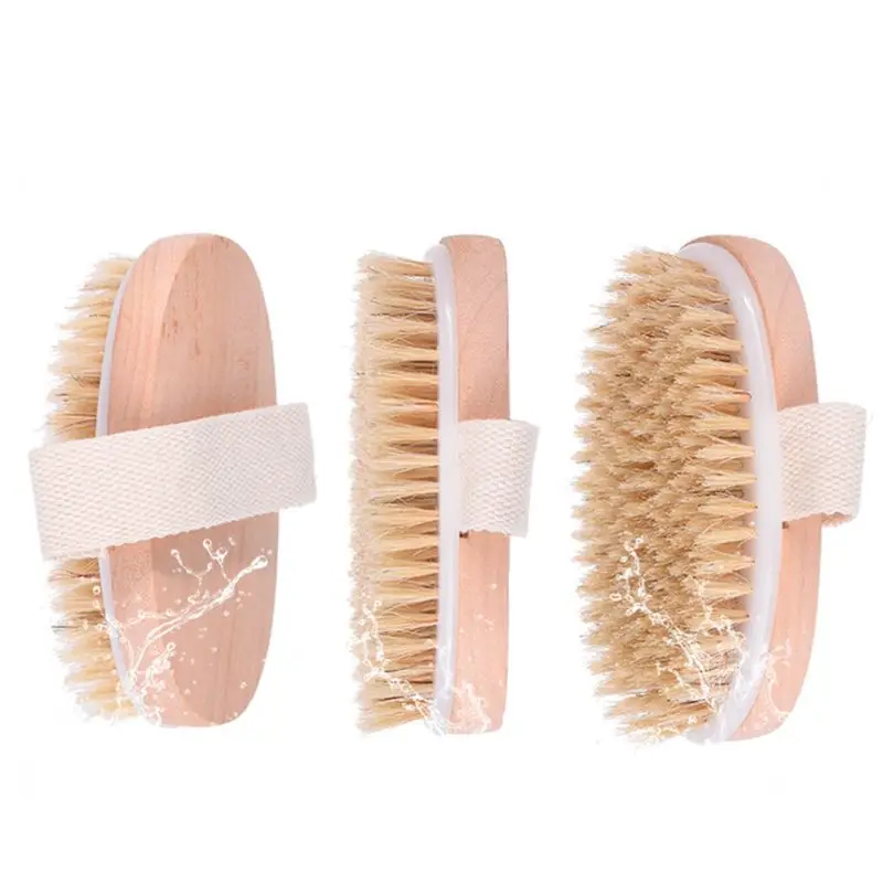 Body-Brush Cellulite-Treatment Exfoliating-Massage Boar Shower Bristles Oval Wooden Blood-Circulation