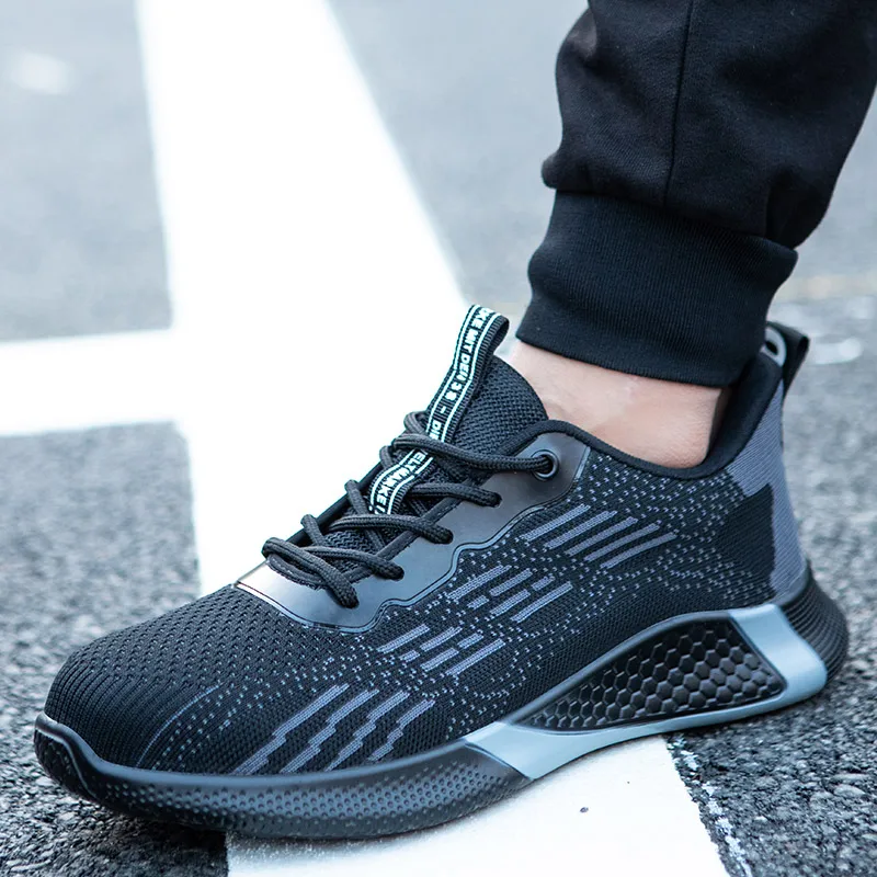 Work Sneakers Fashion Safety Shoes Men Light Comfort Work Boots Puncture-Proof Indestructible Shoes Protective Steel Toe Shoes