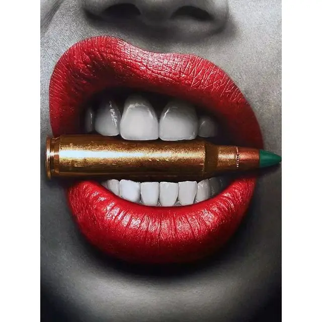 CHENISTORY DIY Frame Paint By Number Flame Red Lips Landscape For Adults Picture By Numbers Acrylic Drawing On Canvas Home Decor 9916411