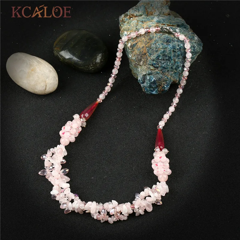 KCALOE Tiger Eye Stone Necklaces Irregular Semi-Precious Stones Natural Crystal Necklace For Women Handmade Fine Jewelry Colar