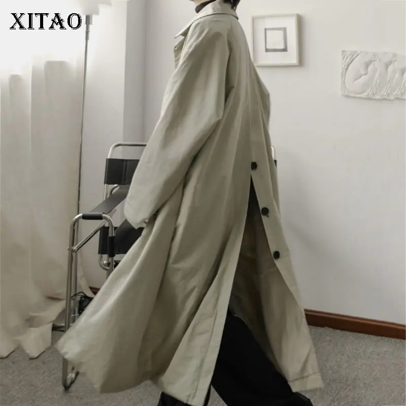 XITAO Button Loose Long Trench Women 2020 Autumn