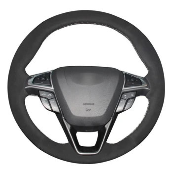 

Black Suede DIY Hand-stitched Car Steering Wheel Cover for Ford Mondeo Fusion 2013 2014 2015 2016 2017 2018 2019 EDGE 2015-2019