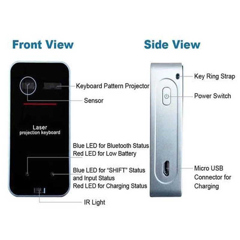 Bluetooth виртуальная клавиатура лазерная проекция портативная беспроводная для ПК