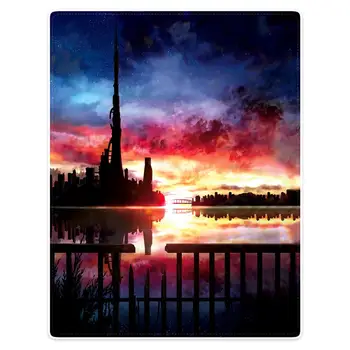 

Hommomh 60 "X80" blanket polyester material comfortable warm portable soft plush sofa bed blanket landscape sunset pattern