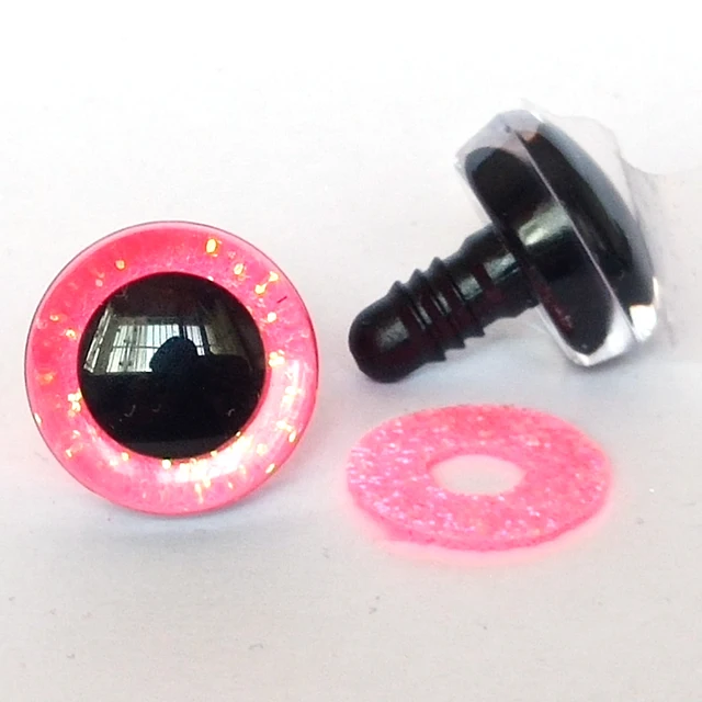 20pcs New Color 3D safety toy eyes +glitter Nonwovens+ washer--size & color option 08