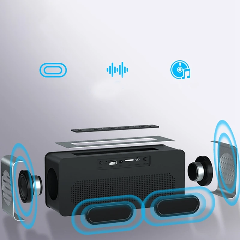 Bluetooth Speaker Super Subwoofer Mirror Smart Speaker with Radio Alarm Clock Clock Temperature Function
