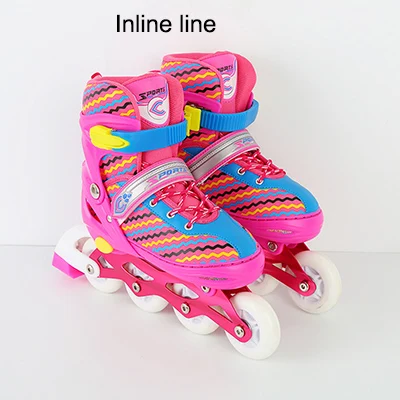 1 пара взрослых детей двойная линия роликовые коньки обувь для катания на коньках регулируемый размер дышащие Patines PU мигающие колеса розовый синий - Цвет: Pink M EUR 32-35