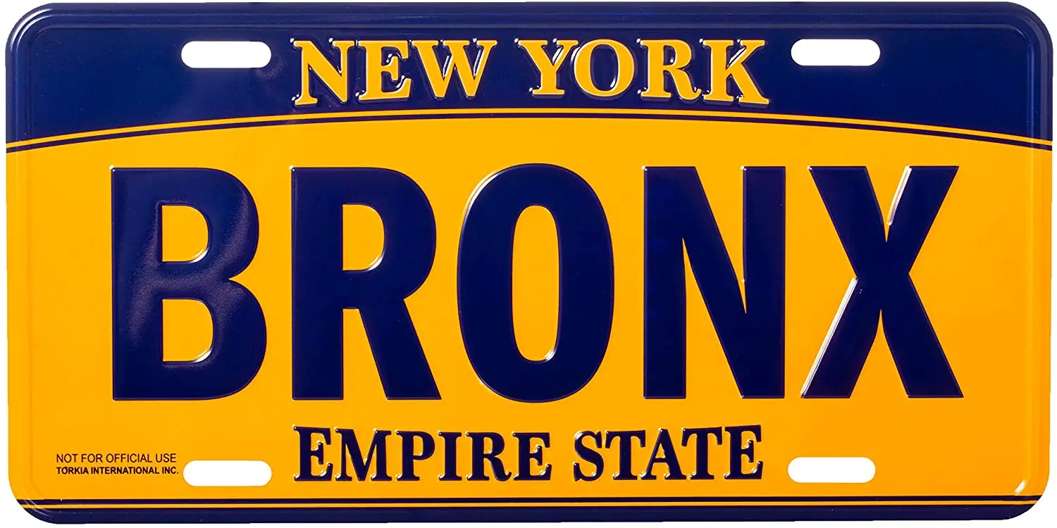 

Artisan Owl Bronx New York Empire State Blue and Gold Souvenir License Plate15x30cm