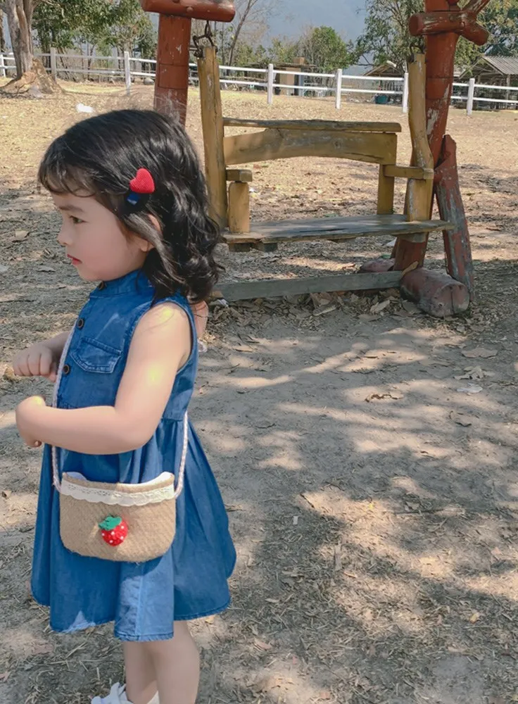 

2019 Summer New Style Medium-small Girls Sleeveless Computer Cable Lock 2-8-Year-Old CHILDREN'S A- line Dress