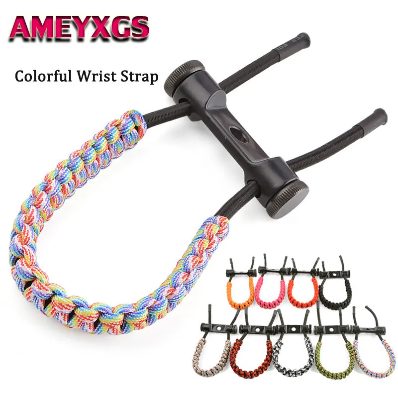 1pc Archery Compound Bow Wrist Sling Braided Cord Rope Adjustable Hunting Strap 