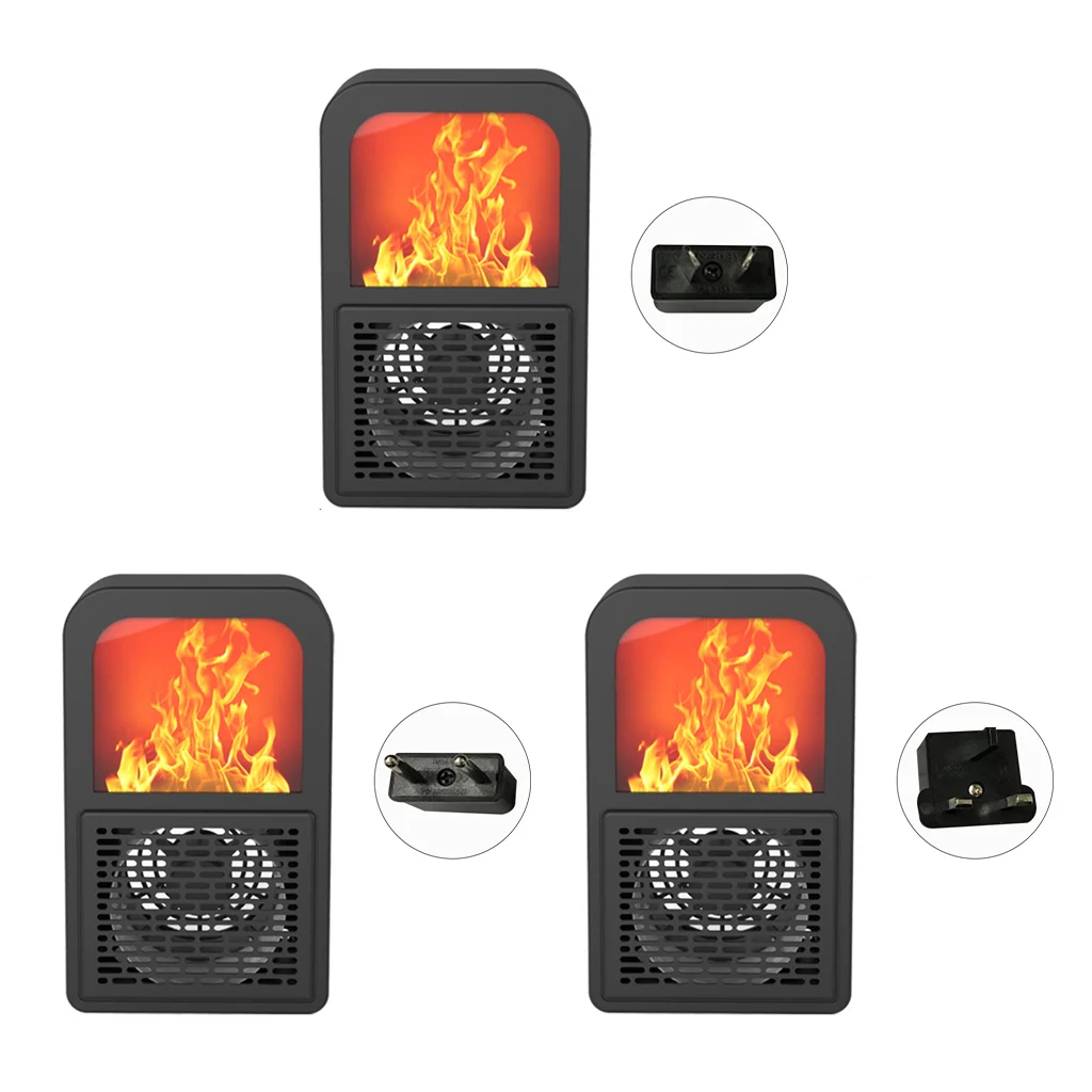 Mini Electric Wall-outlet Flame Heater EU Plug-in Air Warmer PTC Ceramic Heating