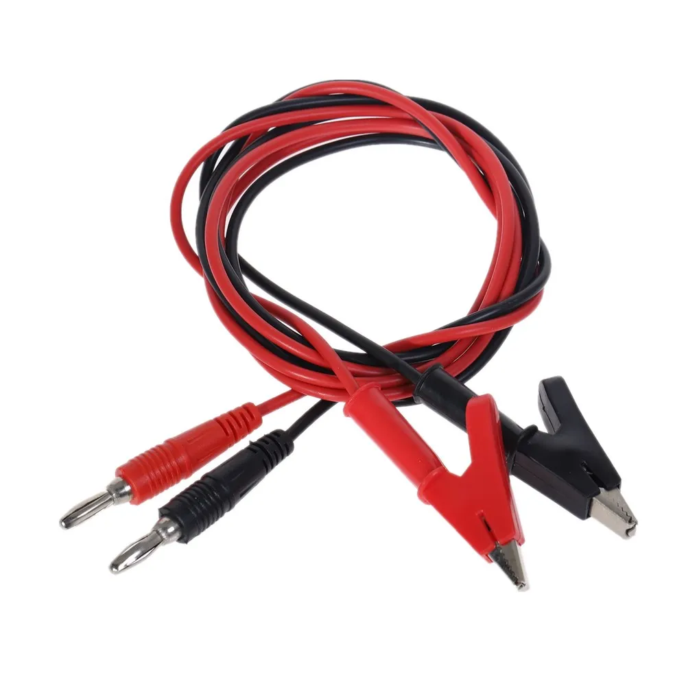 Copper 4mm Banana Plug to Shrouded Alligator 15A Banana Plug to Alligator Clip Cable Leads 1M For Testing Probe 2pcs alligator clips