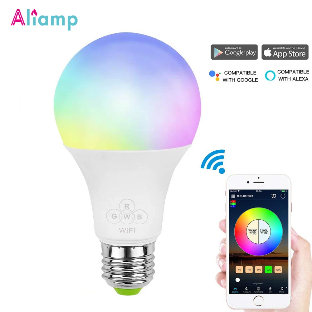 Умная Светодиодная лампа с таймером и Wi Fi E26 E27 RGB 50 Вт эквивалент Homekit совместима