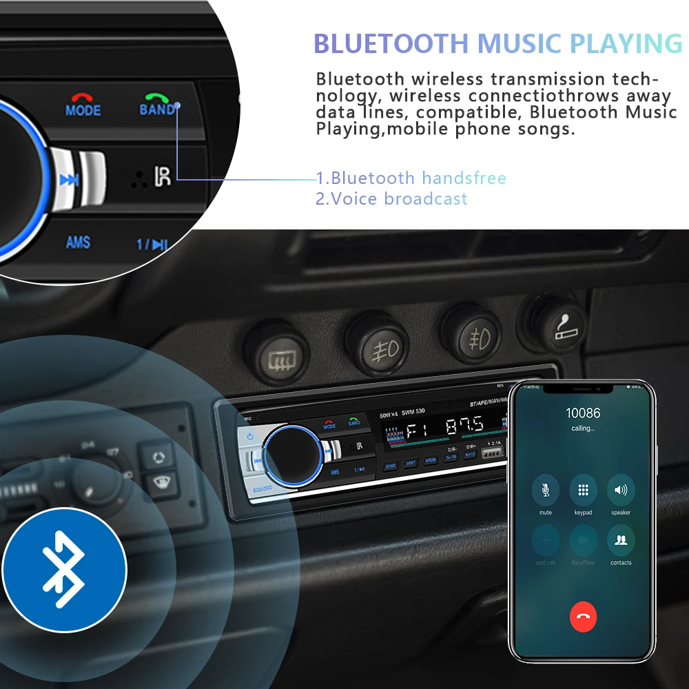 12 В Bluetooth Стерео Fm радио Mp3 аудио плеер Зарядное устройство Usb Sd Aux Авто Электроника 1 DIN Авторадио дистанционное управление