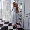 Jiayigong A Line Satin Wedding Dress Sexy V Neck Sleeveless Open Back Tea Length Bridal Gown wiht Pockets Vestidos De Novia 1