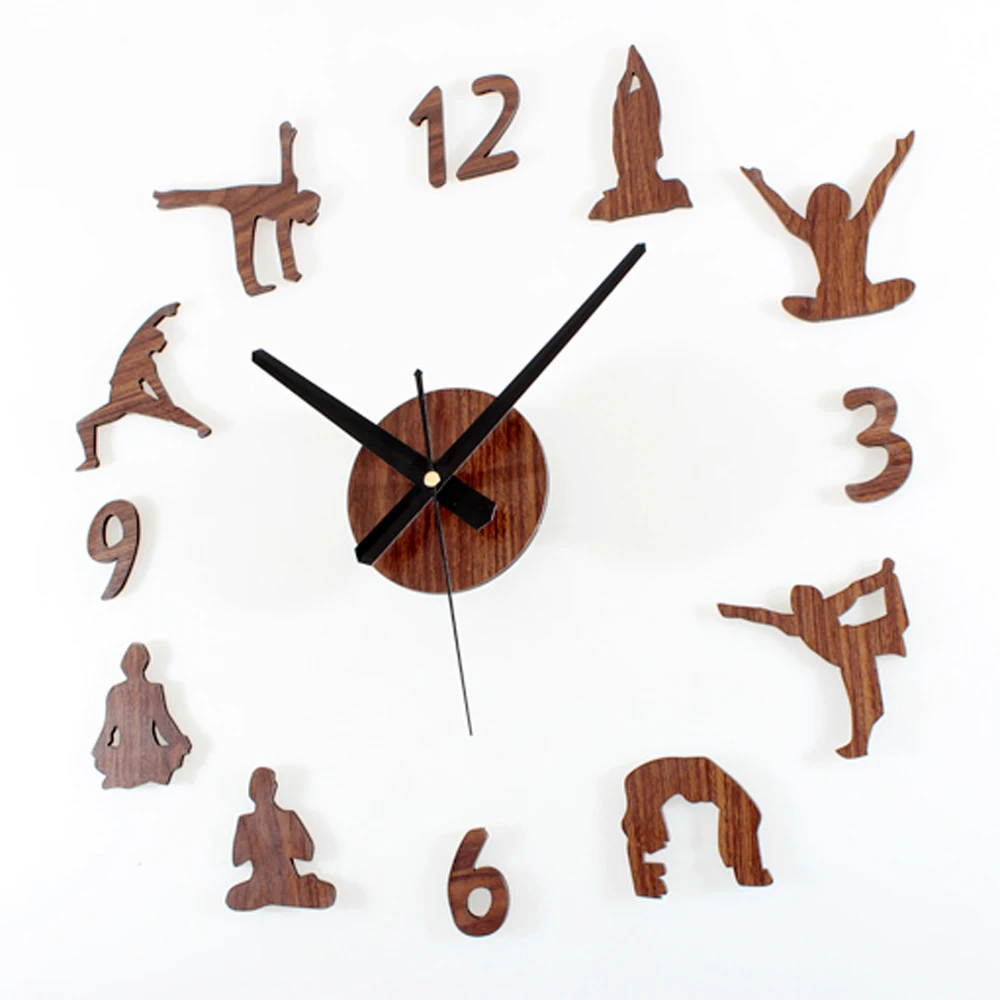 

Creative DIY Wall Clock Modern Design Yoga Theme Clocks Living Room Acrylic Mirror Wall Watch 3D Stickers Home Decor Silent
