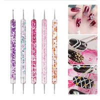 5 Pcs/set Nail Art Dotting Pen Crystal Beads Handle Dual-ended Drawing Painting Rhinestones Manicure Tools 2