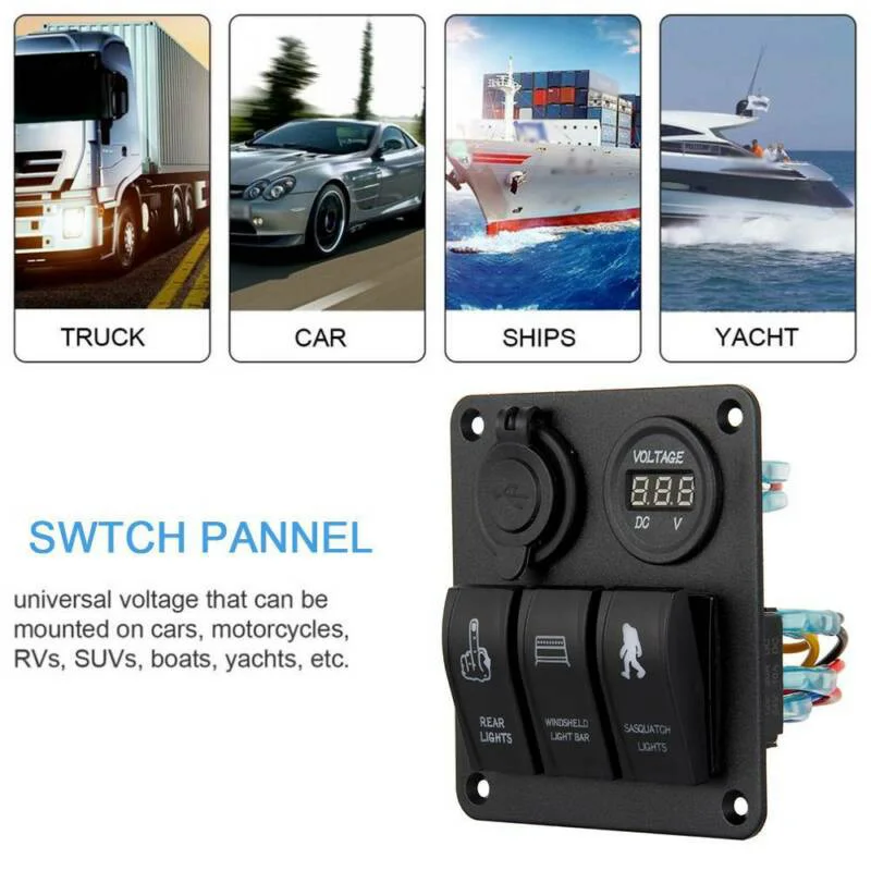 3 банды Водонепроницаемый USB тумблер автомобильный переключатель панель светодиодный автомобиль морские лодки рокер черная панель переключения для автомобиля автомобильные аксессуары