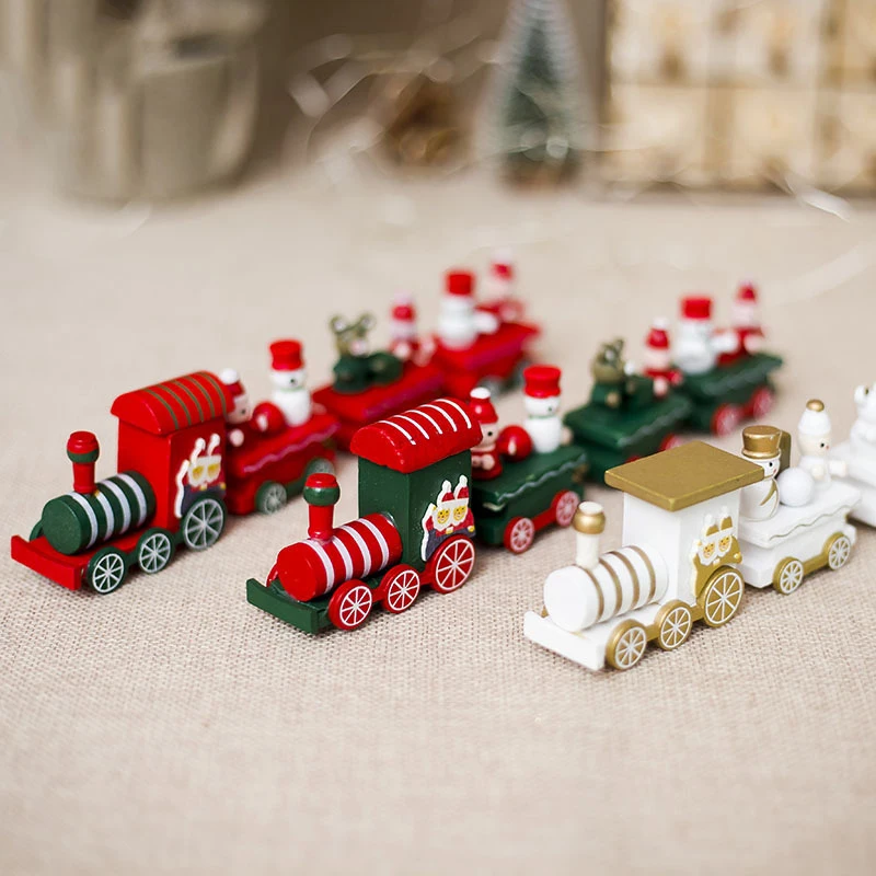 

Wooden Train Christmas Train Xmas Train Ornament Mini Creative 4 Knots Display Home Decor Party Supplies Wedding Desktop
