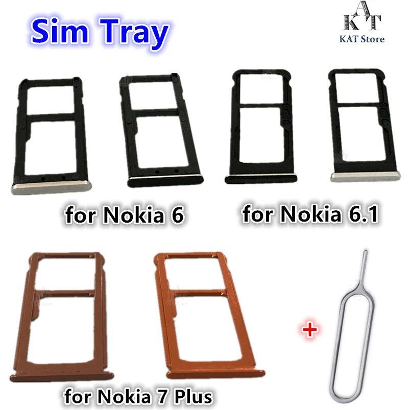 

1 шт. для Nokia 6 7 7 + Plus 6,1 2018 Nano Sim + Micro SD, держатель слота для карты, разъем с извлекающим штифтом, сменные детали
