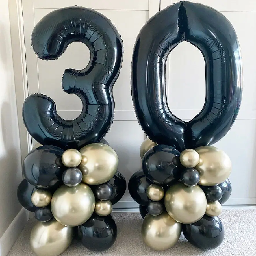 1SET Gold Black Balloons Tower Set 1-9 Black Figure Balloon per la  decorazione della festa di compleanno del ragazzo 30 40 50 60 decorazione  per feste da uomo - AliExpress