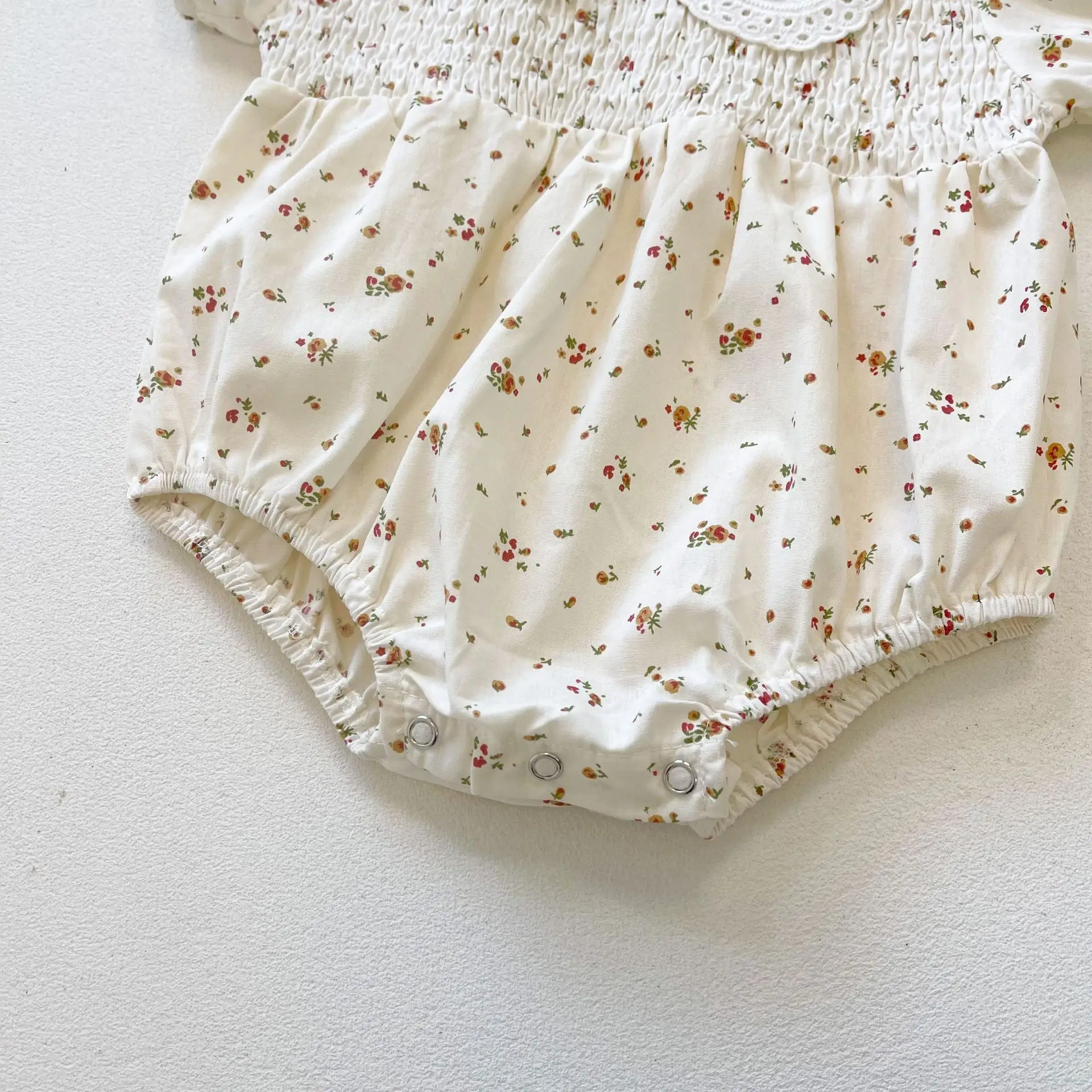 0-3T Newborn Kid Baby Girls Flower Print Clothes Short Sleeve Lace Romper Cute Sweet Jumpsuit Princess New born Body suit Outfit customised baby bodysuits Baby Rompers
