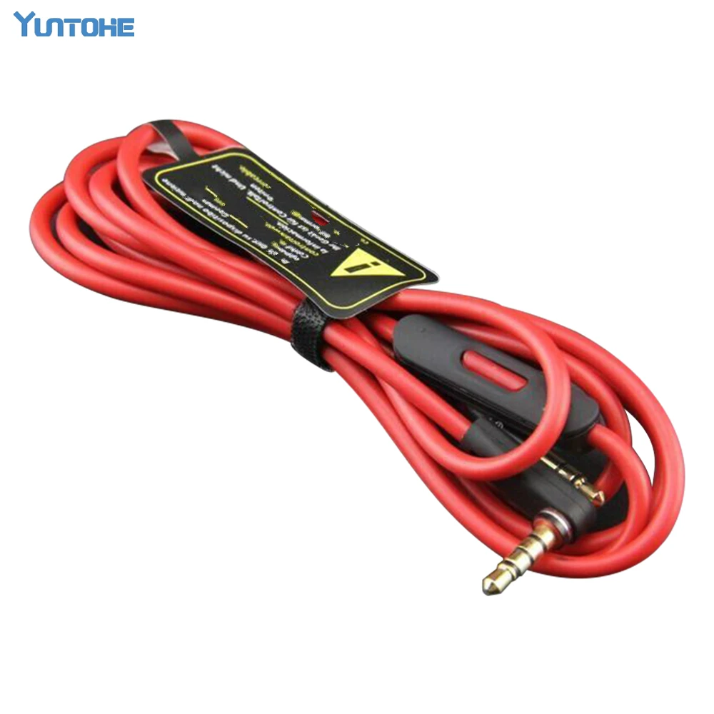 Wholesale 3 5MM RedControl Talk Cable Aux Cable For Headphones Studio Solo Pro Mixr Replacement Mic Remote Cable 200pcs Lot