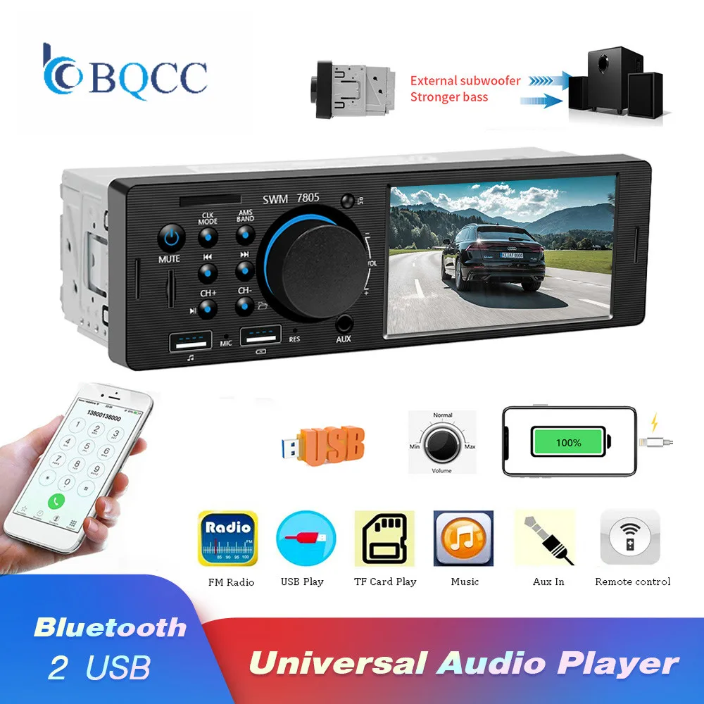 1 Din автомагнитола аудио стерео FM Bluetooth MP5 мультимедийный плеер 4," Авторадио TF/AUX USB 12 В в тире пульт дистанционного управления