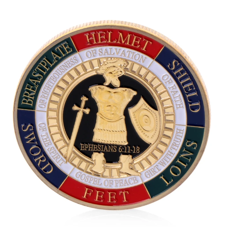 

Silver Plated Put On The Whole Armor Of God Commemorative Challenge Coin Token