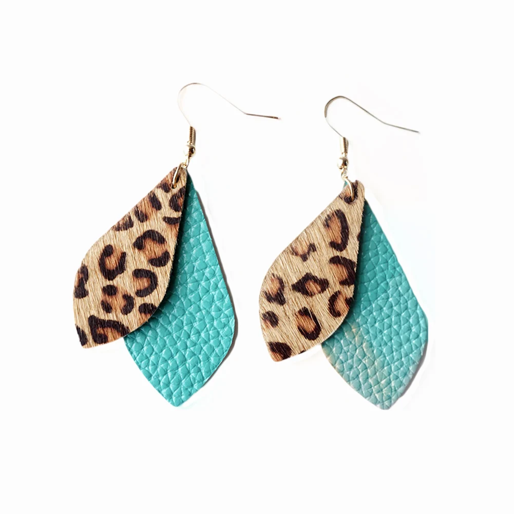 Модные леопардовые женские серьги кожаные зимние длинные Винтажные элегантные с