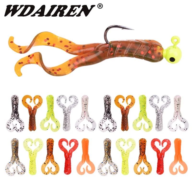 

20pcs Silicone Worm Soft Lures Jig Wobblers 4cm 0.7g Pike Bass Carp Fishing Tackle Attractive Shrimp Odor Salt Artificial Baits